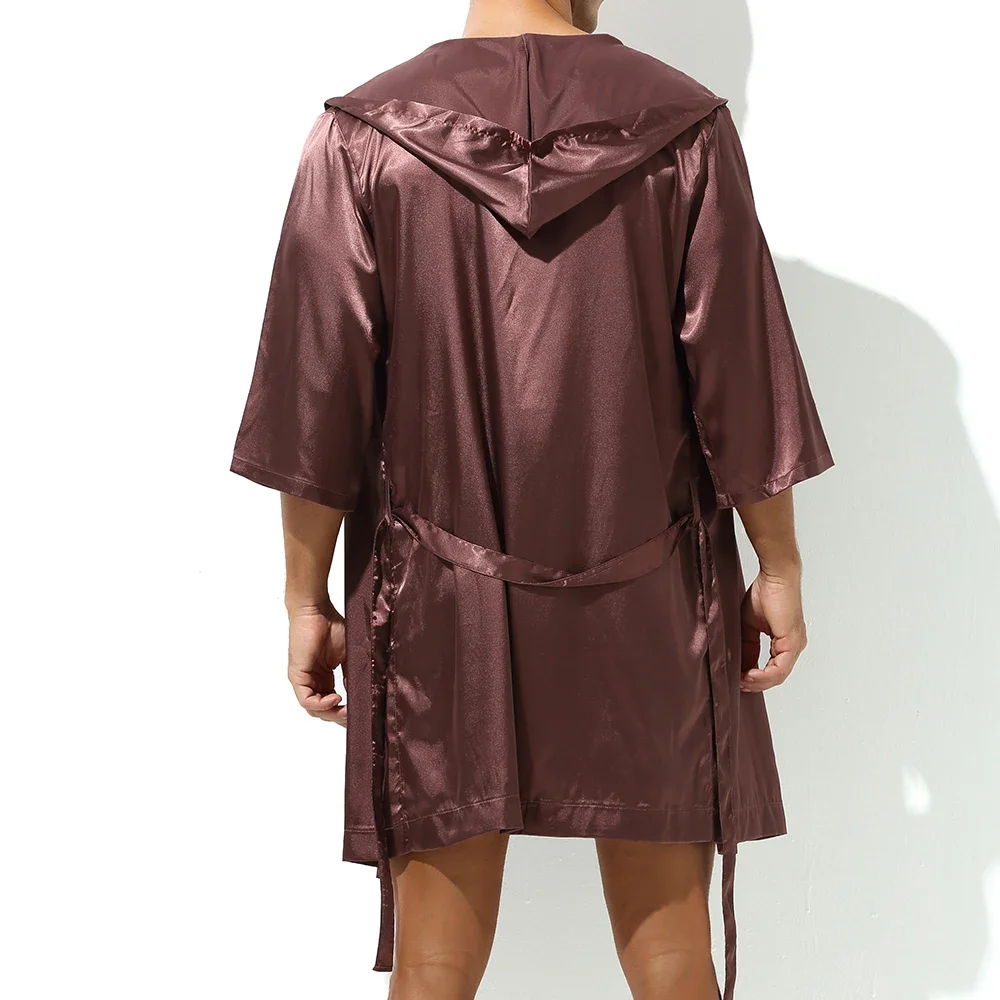 Men Hooded Robe Set Silk Satin - đánh giá và giá Men'S Grooming Lounge